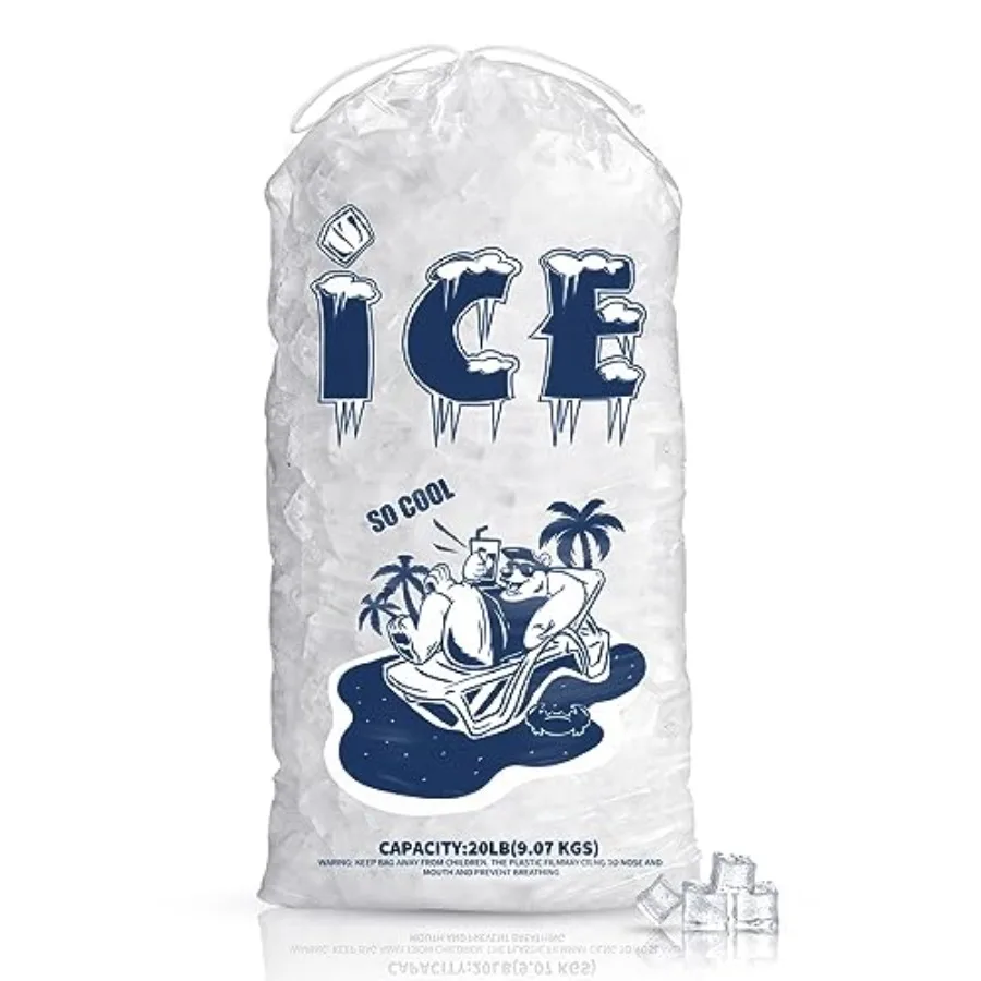 Ice Bags 20 lb, Heavy-Duty Ice Bags with Drawstring, Portable Ice Cube Storage and Freezer Keeper 2 Mils Thickness
Ice Bags 20 lb, Heavy-Duty Ice Bags with Drawstring, Portable Ice Cube Storage and Freezer Keeper 2 Mils Thickness