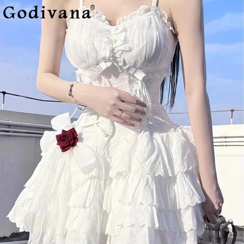 Sweet and Cute Jsk Suspender Dress for Girls White Sleeveless Princess Lolita Dress Women's Fairy Birthday Party Evening Dress
Sweet and Cute Jsk Suspender Dress for Girls White Sleeveless Princess Lolita Dress Women's Fairy Birthday Party Evening Dress