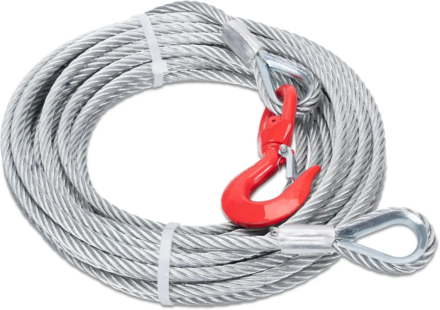Heavy-Duty 3/8 Winch Rope, 50 FT Steel Tow Cable with Swivel Hook, 10,600 Lbs Breaking Strength for Trailers and Industrial Use
Heavy-Duty 3/8 Winch Rope, 50 FT Steel Tow Cable with Swivel Hook, 10,600 Lbs Breaking Strength for Trailers and Industrial Use