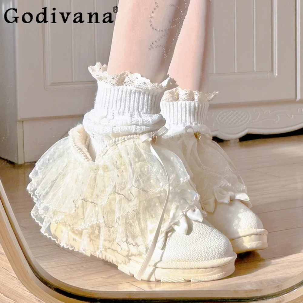Sweet Princess Bow Short Warm Snow Boots Winter Lace Round Head Thickened Boot Platform Shoes
Sweet Princess Bow Short Warm Snow Boots Winter Lace Round Head Thickened Boot Platform Shoes