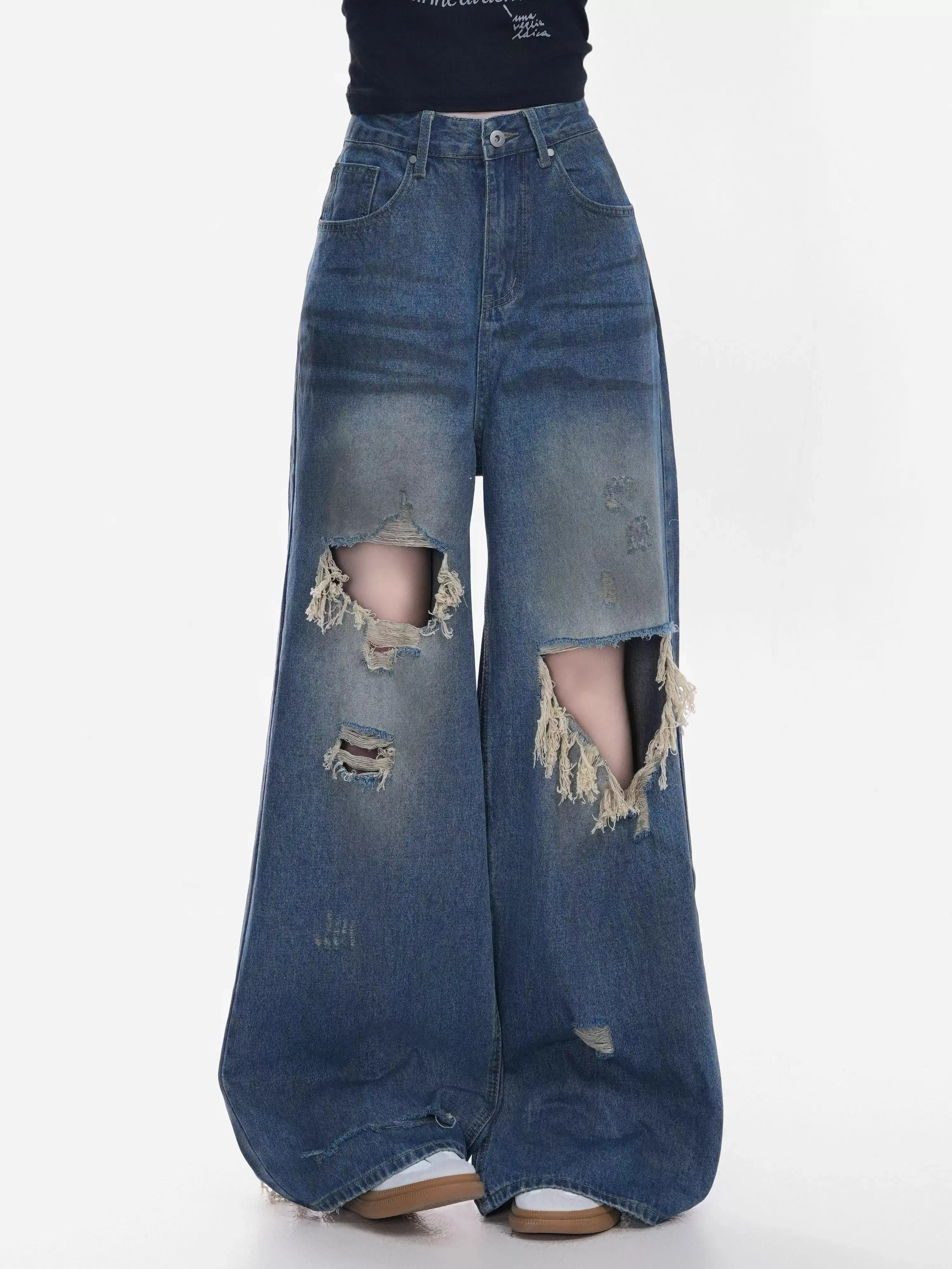 Y2K Distressed Jeans American High Street Retro Design Wide Leg Loose Floor Length Pants
Y2K Distressed Jeans American High Street Retro Design Wide Leg Loose Floor Length Pants
