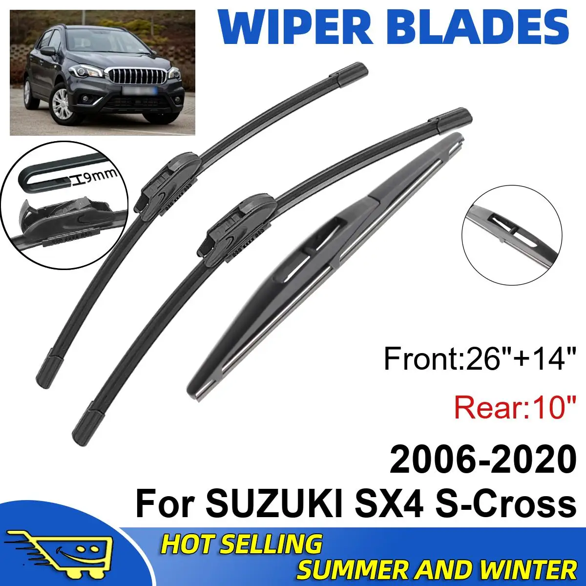 Щетки стеклоочистителя для SUZUKI SX4 S-Cross 2006-2020, 26 + 14 + 10 дюймов, 3 шт.
Щетки стеклоочистителя для SUZUKI SX4 S-Cross 2006-2020, 26 + 14 + 10 дюймов, 3 шт.