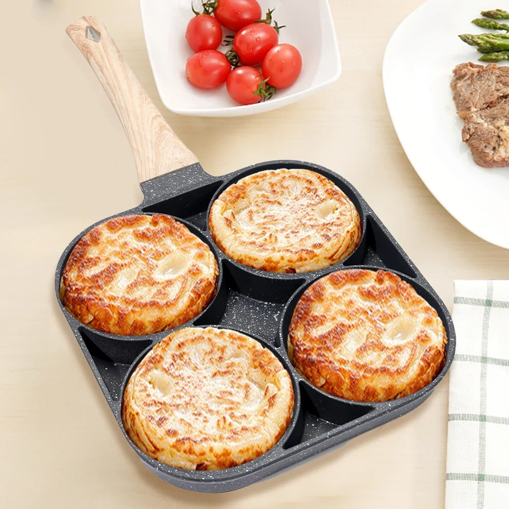 4-Hole Pancake Maker Non Stick Omelet Pan Breakfast Burger Egg Wooden Handle Cookware Pancake Pan for Gas Stove Induction Cooker
4-Hole Pancake Maker Non Stick Omelet Pan Breakfast Burger Egg Wooden Handle Cookware Pancake Pan for Gas Stove Induction Cooker