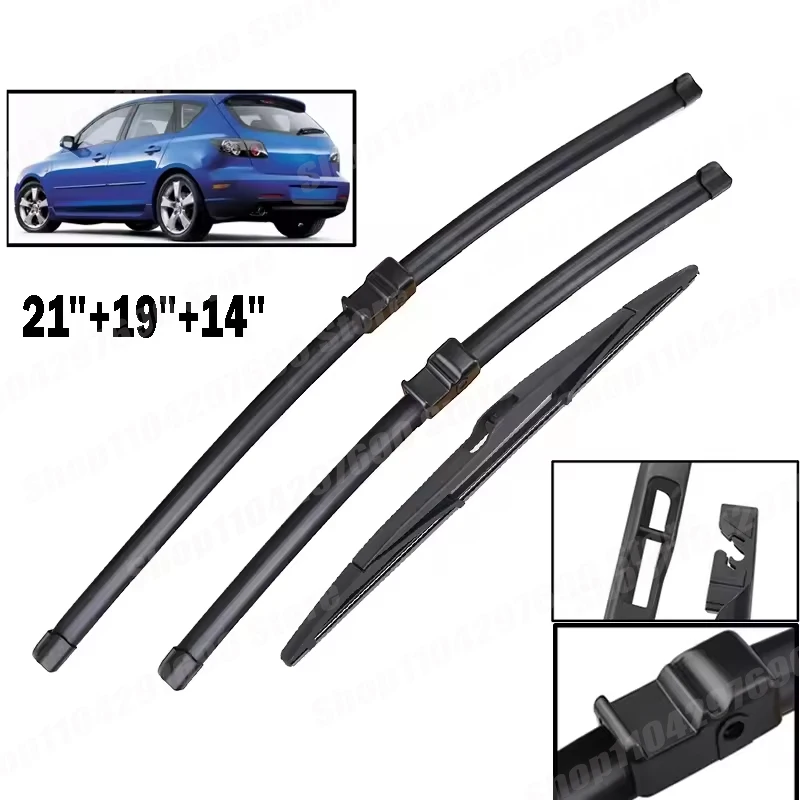 Wiper LHD Front & Rear Wiper Blades Set For Mazda 3 BK 2004 - 2008 Windshield Windscreen Window Rain Brushes 21"+19"+14"
Wiper LHD Front & Rear Wiper Blades Set For Mazda 3 BK 2004 - 2008 Windshield Windscreen Window Rain Brushes 21"+19"+14"