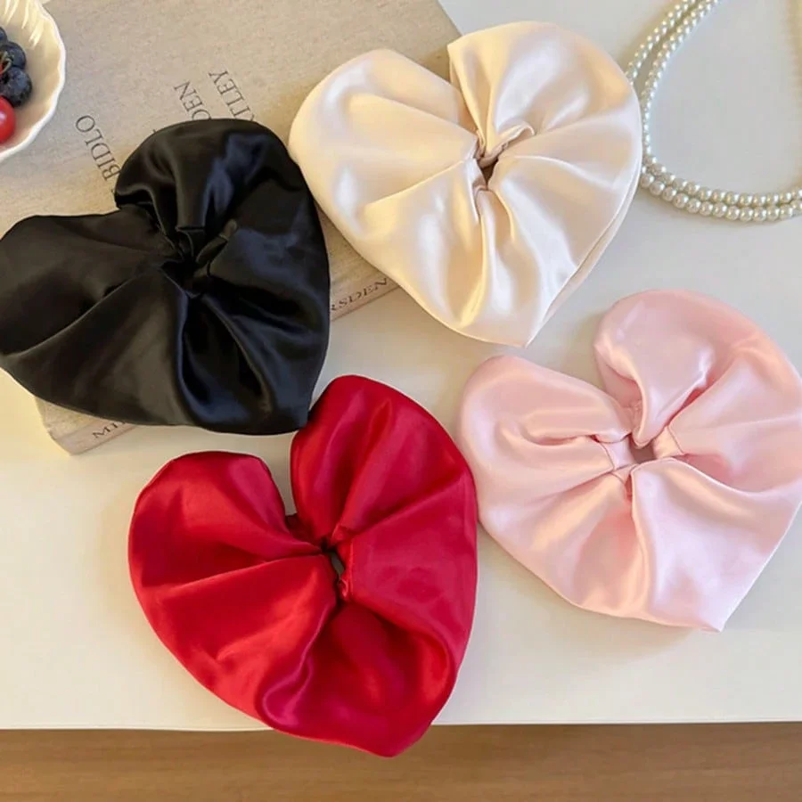 Heart Shape Satin Scrunchie Solid Color Elastic Hair Tie For Women
Heart Shape Satin Scrunchie Solid Color Elastic Hair Tie For Women