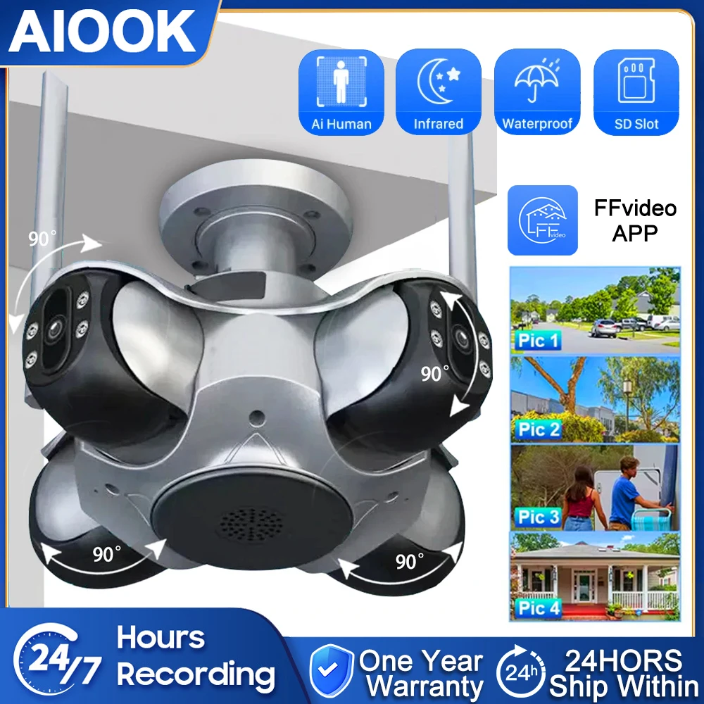 AIOOK FFvideo 4 Lens 4 PTZ WiFi Camera HD 20MP Outdoor Waterproof Sports Tracking Night Vision CCTV Two-way Intercom IP Camera
AIOOK FFvideo 4 Lens 4 PTZ WiFi Camera HD 20MP Outdoor Waterproof Sports Tracking Night Vision CCTV Two-way Intercom IP Camera