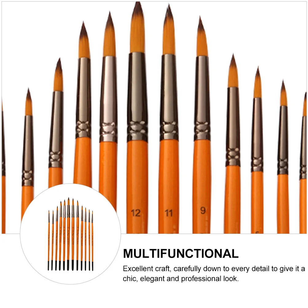 12Pcs Assorted Nylon Hair Brushes for All Paintings Types Best Gift Choice Longlasting Professional Artist Tools
12Pcs Assorted Nylon Hair Brushes for All Paintings Types Best Gift Choice Longlasting Professional Artist Tools