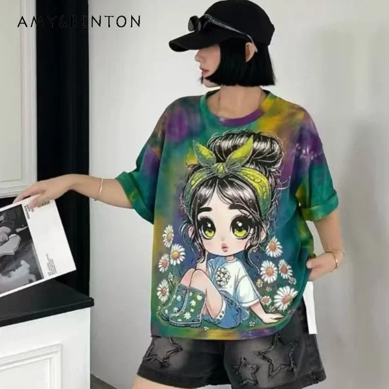 Y2k Loose Rhinestone Girl Cartoon Printed Short Sleeved Pullover T Shirt Casual Soft Comfortable Versatile Daily Wear Women Tops
Y2k Loose Rhinestone Girl Cartoon Printed Short Sleeved Pullover T Shirt Casual Soft Comfortable Versatile Daily Wear Women Tops