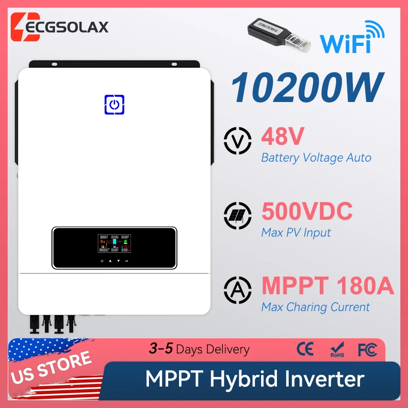 ECGSOLAX 10,2 кВт двойной гибридный солнечный инвертор 48 В 230 В с контроллером заряда MPPT 180 А чистая синусоида солнечный инвертор PV Max 500 В
ECGSOLAX 10,2 кВт двойной гибридный солнечный инвертор 48 В 230 В с контроллером заряда MPPT 180 А чистая синусоида солнечный инвертор PV Max 500 В