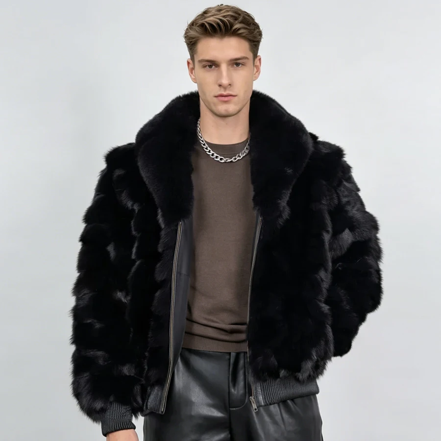 Black Fox Fur Zippered Bomber Jacket With English Collar Natural Fox Fur Coat Cropped Fur Jacket New Genuine Fur Coat Men
Black Fox Fur Zippered Bomber Jacket With English Collar Natural Fox Fur Coat Cropped Fur Jacket New Genuine Fur Coat Men
