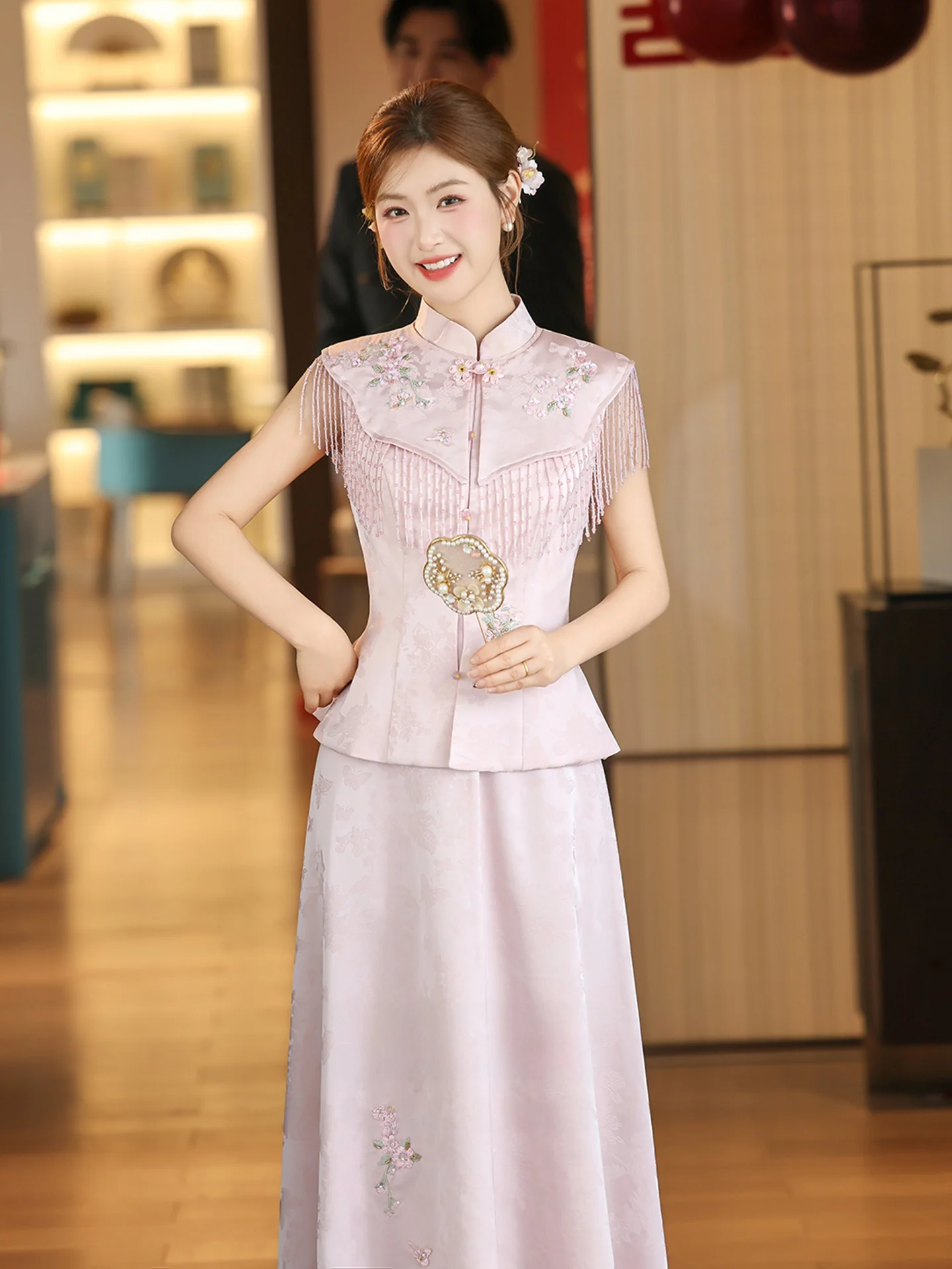 Pink Wedding Dress Engagement Ceremony Chinese Style New 2026 Summer Long Evening Gown for Women mid Waist Zipper
Pink Wedding Dress Engagement Ceremony Chinese Style New 2026 Summer Long Evening Gown for Women mid Waist Zipper