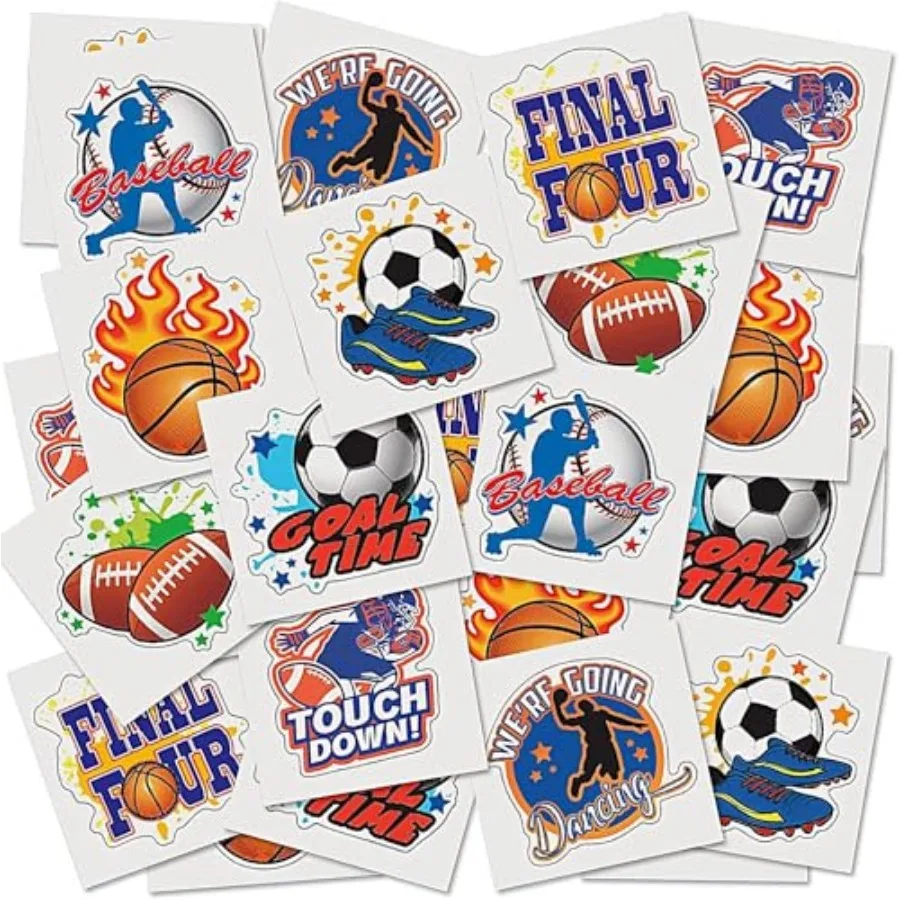 Indidual Pre-Cut Temporary Tattoos - Pack of 44 Sport Tattoos Non-Toxic 2 Inc - Soccer, Baball, Football, Basketball Party Fr
Indidual Pre-Cut Temporary Tattoos - Pack of 44 Sport Tattoos Non-Toxic 2 Inc - Soccer, Baball, Football, Basketball Party Fr