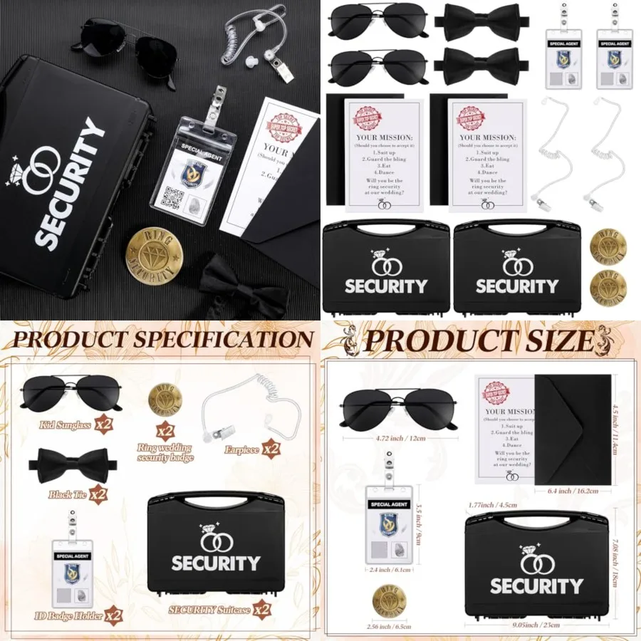 Ring Wedding Bearer Security Set Include Ring Bearer Box Security Badge Sunglass Earpiece Bow Tie ID Badge Holder with ID Card
Ring Wedding Bearer Security Set Include Ring Bearer Box Security Badge Sunglass Earpiece Bow Tie ID Badge Holder with ID Card