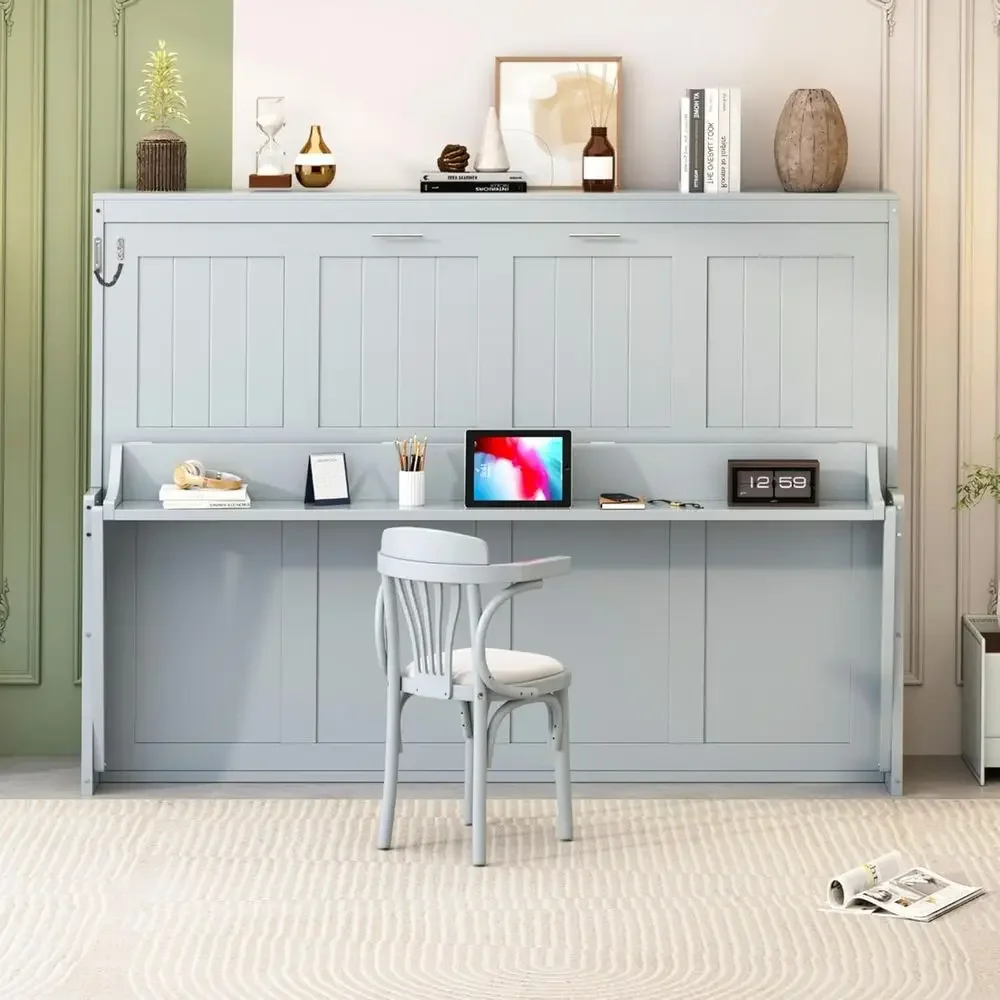 Gray Queen Size Murphy Bed with Hydraulic Lift and Desk, Multifunctional Wall Bed for Home Office
Gray Queen Size Murphy Bed with Hydraulic Lift and Desk, Multifunctional Wall Bed for Home Office