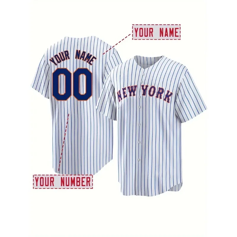 Customized Name And Number Men's Embroidery Baseball Jersey New York White And Blue Stripes Personalized Short Sleeve Shirts
Customized Name And Number Men's Embroidery Baseball Jersey New York White And Blue Stripes Personalized Short Sleeve Shirts