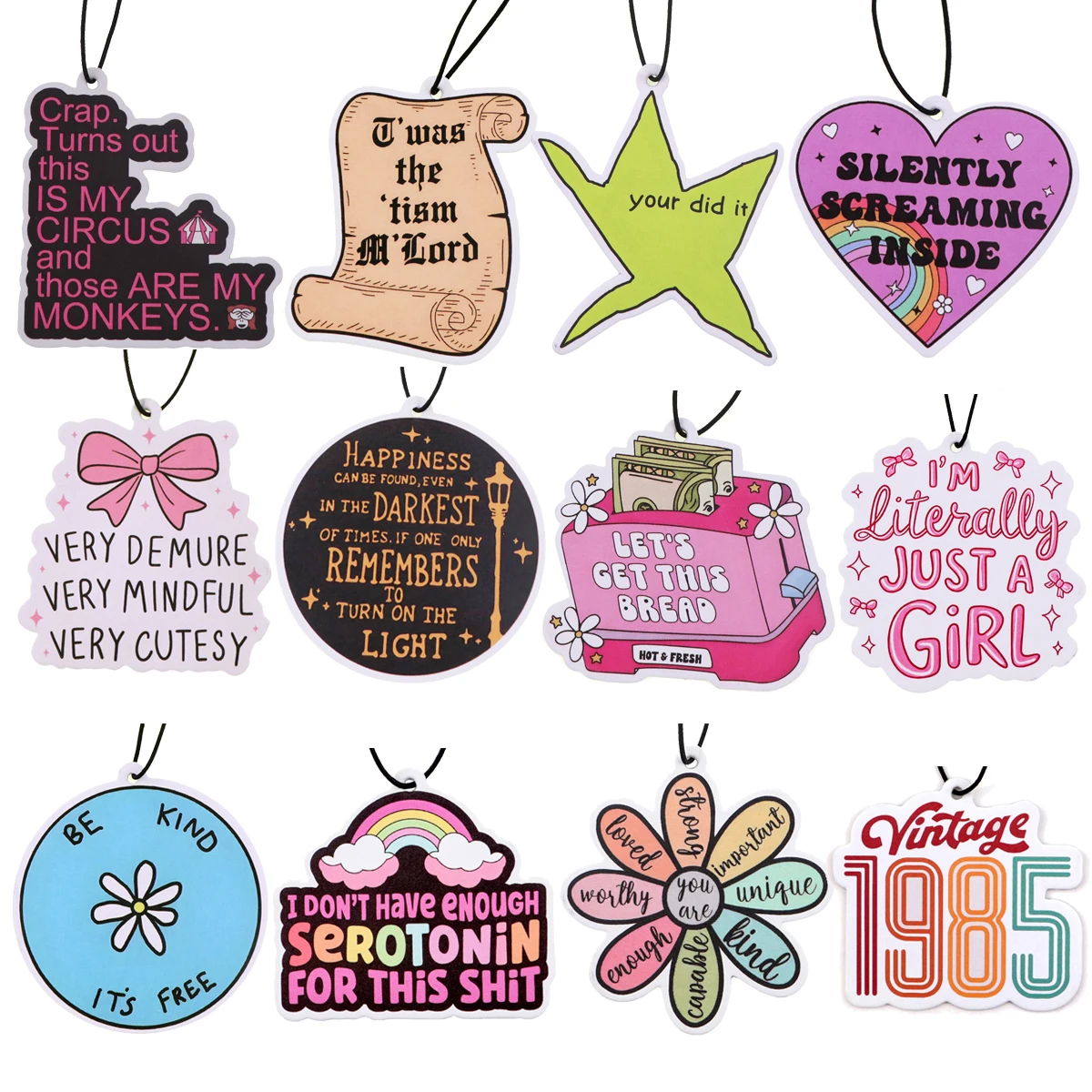 Quote Phrase Word Fragrant Paper Auto Interiors Colorful Car Fragrance Cabinet Bedroom Air Freshener Hangs Solid Perfume Gifts
Quote Phrase Word Fragrant Paper Auto Interiors Colorful Car Fragrance Cabinet Bedroom Air Freshener Hangs Solid Perfume Gifts