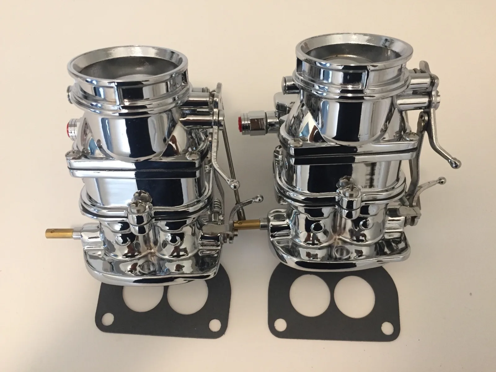 Suitable for a brand new pair of Flathead Carbs (2) Ultra 97 Chrome Finish 2-Bbl Primary -
Suitable for a brand new pair of Flathead Carbs (2) Ultra 97 Chrome Finish 2-Bbl Primary -