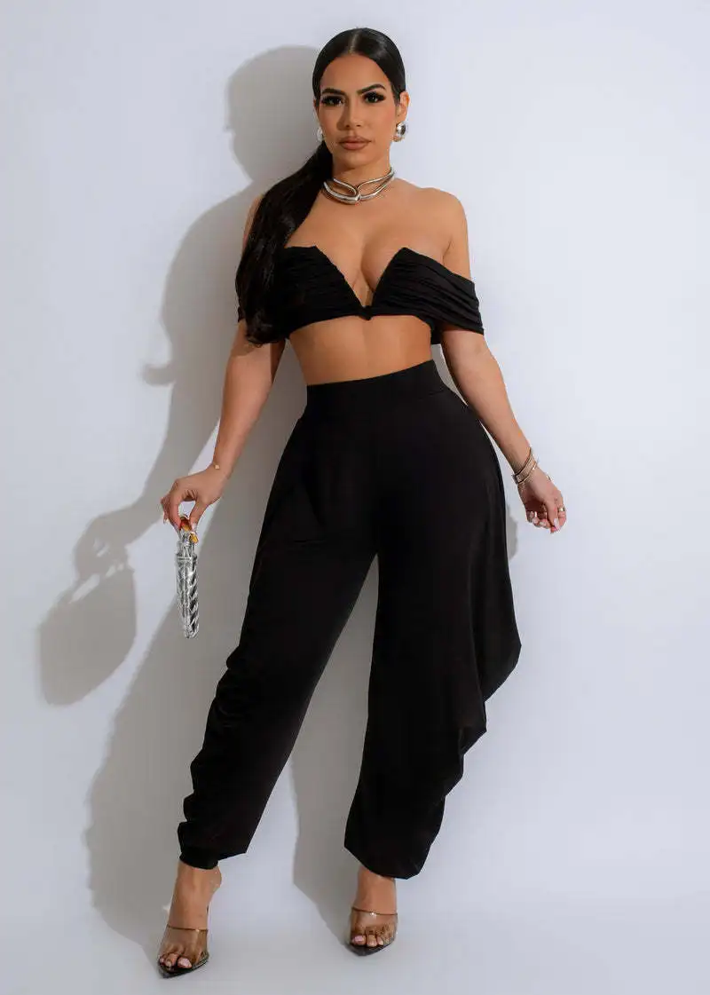 2024 Summer New Women Deep V-neck Short Sleeve Strapless Crop Top and Pleated Long Pants Night Club Solid Sexy 2 Two Pieces Sets
2024 Summer New Women Deep V-neck Short Sleeve Strapless Crop Top and Pleated Long Pants Night Club Solid Sexy 2 Two Pieces Sets