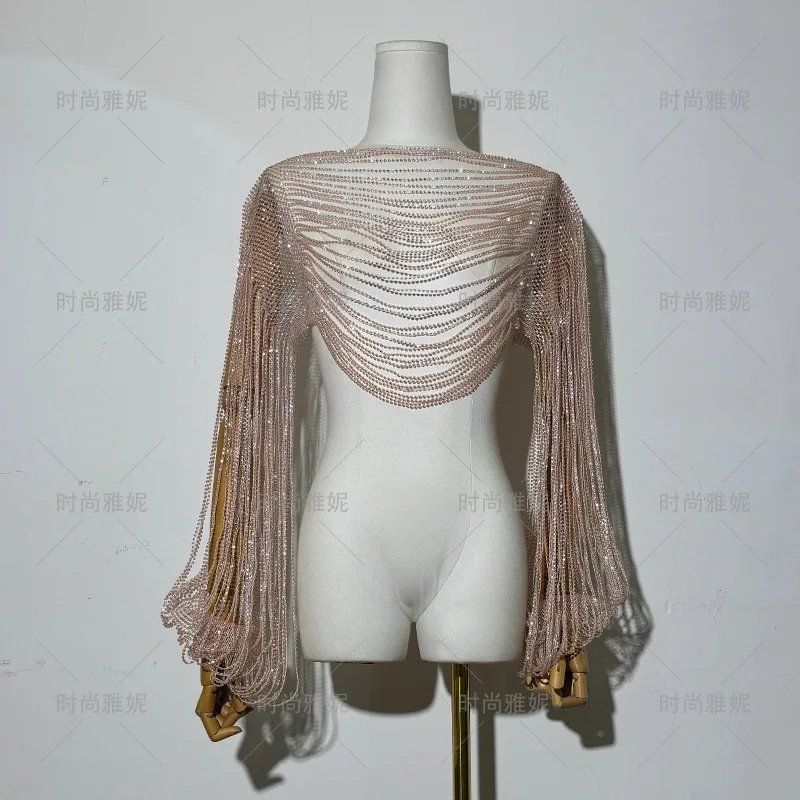 Hot Sexy Women Diamond Chain Tank Top Long Sleeve Holiday Bling Bling Rhinestone Bodycon Poncho Pullover
Hot Sexy Women Diamond Chain Tank Top Long Sleeve Holiday Bling Bling Rhinestone Bodycon Poncho Pullover