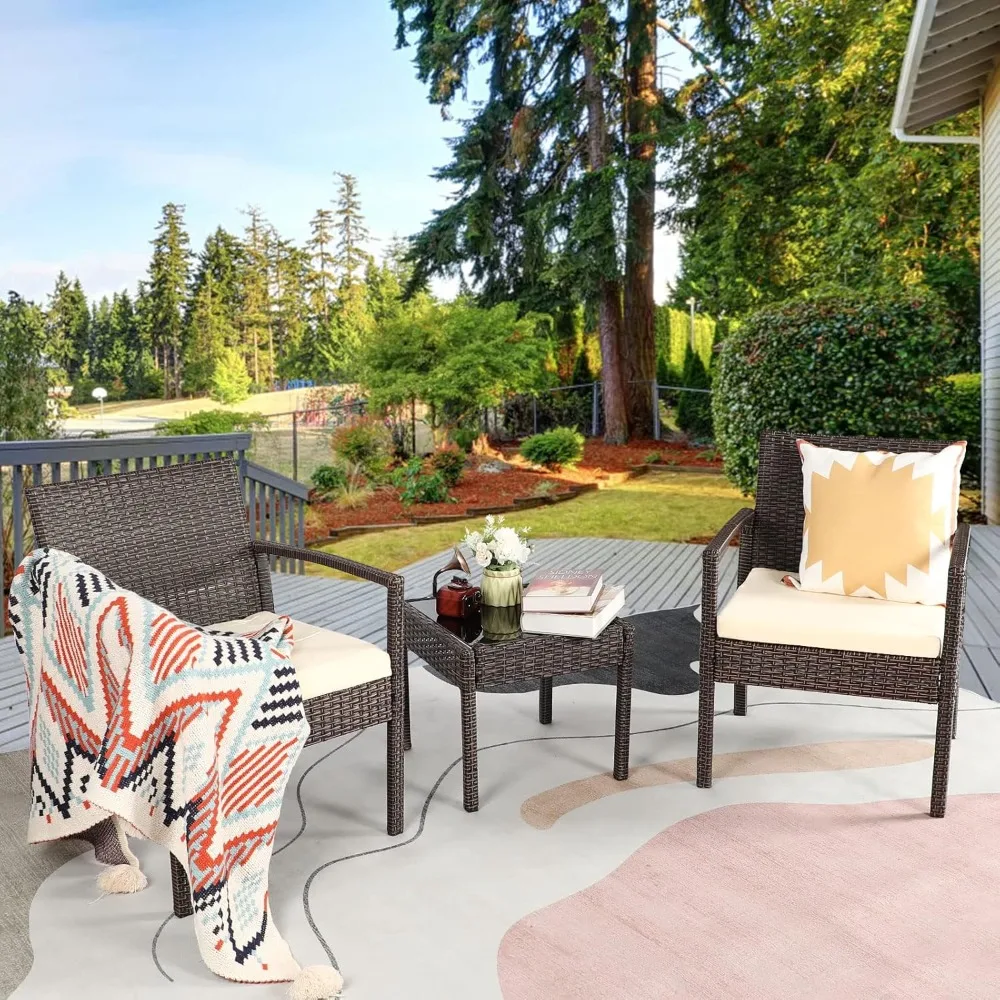 3 Piece Outdoor Patio Furniture Sets,Rattan Conversation Set with Soft Cushion, Wicker Chairs with Coffee Table for Yard Backyad
3 Piece Outdoor Patio Furniture Sets,Rattan Conversation Set with Soft Cushion, Wicker Chairs with Coffee Table for Yard Backyad