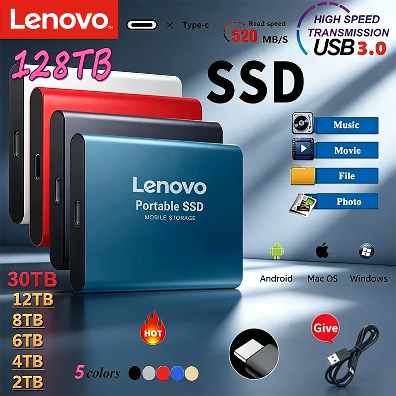 Lenovo Solid State Disk 1TB External Hard Drive 2TB High Speed Hard Disk 256TB USB3.1 Portable SSD 128TB for Pc/Laptop/Mac/Phone
Lenovo Solid State Disk 1TB External Hard Drive 2TB High Speed Hard Disk 256TB USB3.1 Portable SSD 128TB for Pc/Laptop/Mac/Phone
