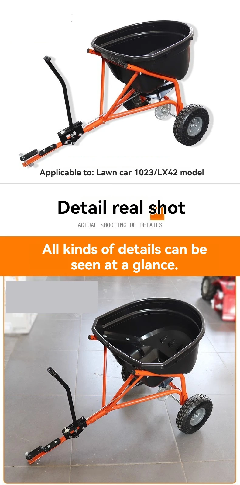 Garden fertilizer spreader, lawn cart 1023, mounted fertilizer spreader, lawn machinery and fertilizer spreader accessories
Garden fertilizer spreader, lawn cart 1023, mounted fertilizer spreader, lawn machinery and fertilizer spreader accessories