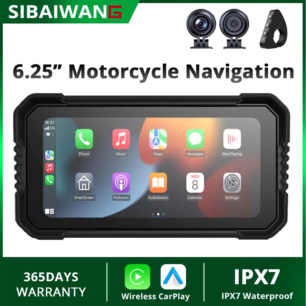 Portable 6.25" Motorcycle GPS Navigation Wireless Carplay Android Auto Dual BT DVR Drive Recorder Moto Monitor IPX7 Waterproof
Portable 6.25" Motorcycle GPS Navigation Wireless Carplay Android Auto Dual BT DVR Drive Recorder Moto Monitor IPX7 Waterproof