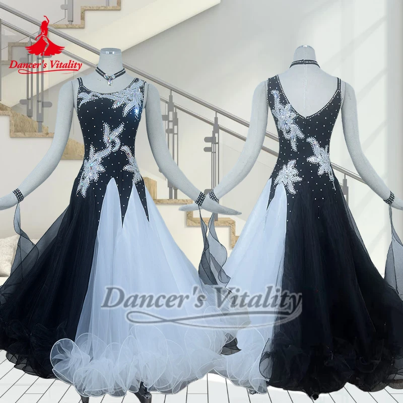 Waltz Foxtrot Sleeveless Dresses Black-White Splicing Standard Social Dance Perform&Contest Clothes Customized Dancer's Vitality
Waltz Foxtrot Sleeveless Dresses Black-White Splicing Standard Social Dance Perform&Contest Clothes Customized Dancer's Vitality