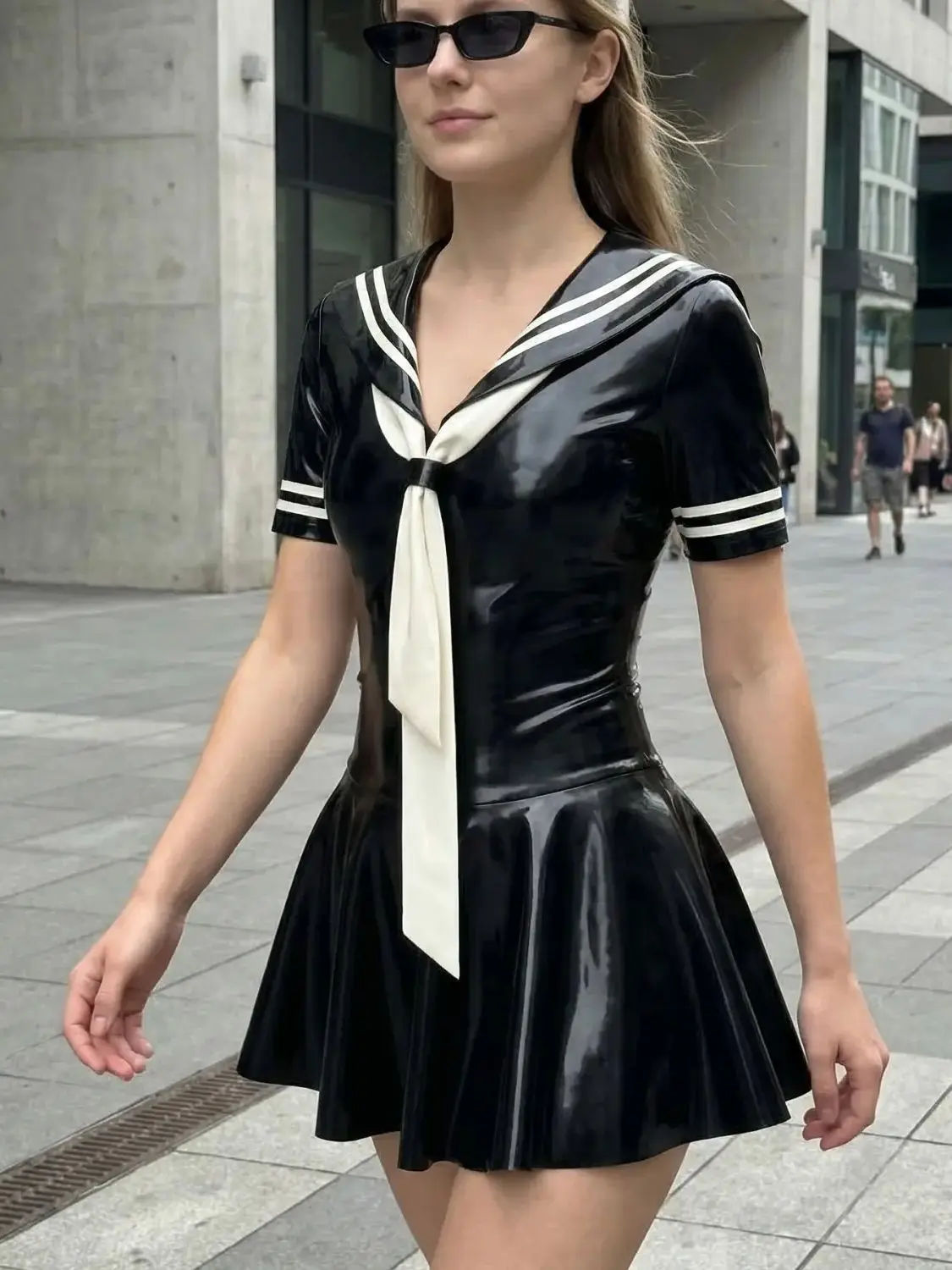 XS-4XL Shiny Matt Double Sided PU Leather Dress Reversible Short Sleeve Sailor Collar Dresses Cosplay Uniform Minifalda Vestido
XS-4XL Shiny Matt Double Sided PU Leather Dress Reversible Short Sleeve Sailor Collar Dresses Cosplay Uniform Minifalda Vestido