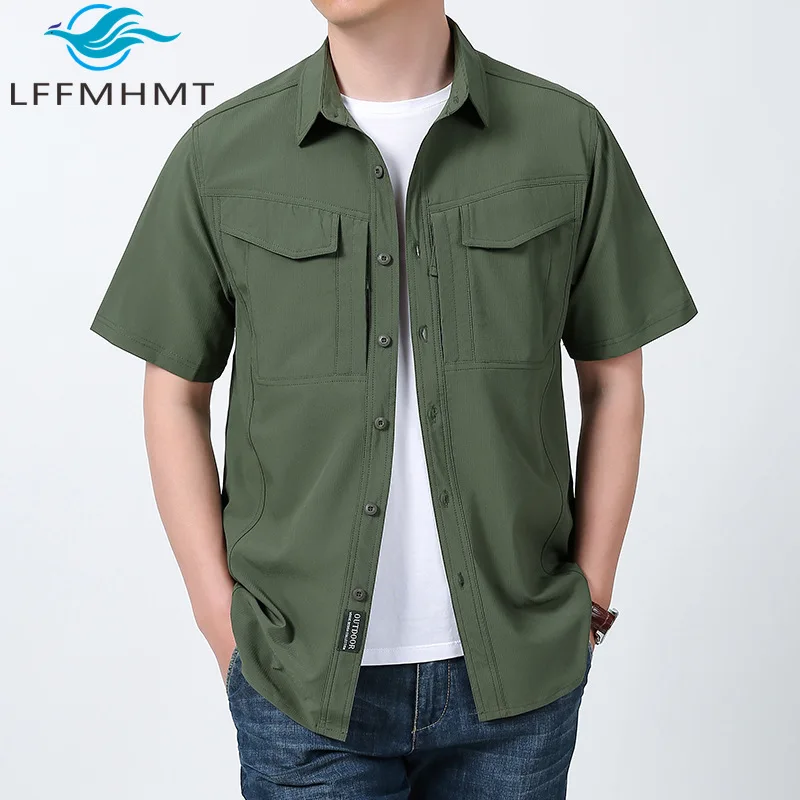 Summer New Fashion Short Sleeve Cargo Shirt for Men Good Quality Fast Dry Short Sleeve Solid Color Simple Basic Thin Blouses
Summer New Fashion Short Sleeve Cargo Shirt for Men Good Quality Fast Dry Short Sleeve Solid Color Simple Basic Thin Blouses