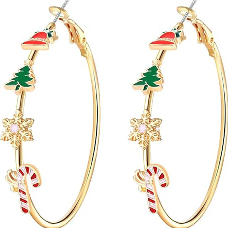 European and American Christmas Holiday Earrings Christmas Tree Snowflake Santa Claus Large Hoop Earrings Festival Party Gatheri
European and American Christmas Holiday Earrings Christmas Tree Snowflake Santa Claus Large Hoop Earrings Festival Party Gatheri