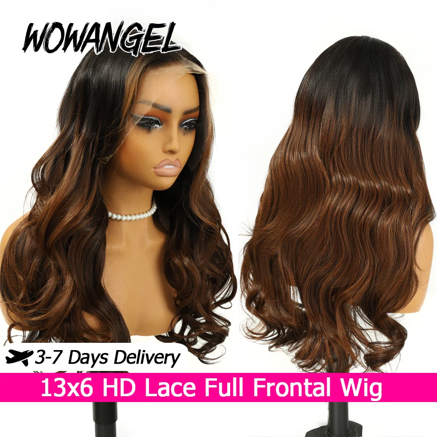 WOWANGEL Chestnut Brown With Black Roots Body Wave Wig 13x6 HD Full Lace Frontal Wig 100% Human Hair Ombre Brown Brazilian Hair
WOWANGEL Chestnut Brown With Black Roots Body Wave Wig 13x6 HD Full Lace Frontal Wig 100% Human Hair Ombre Brown Brazilian Hair