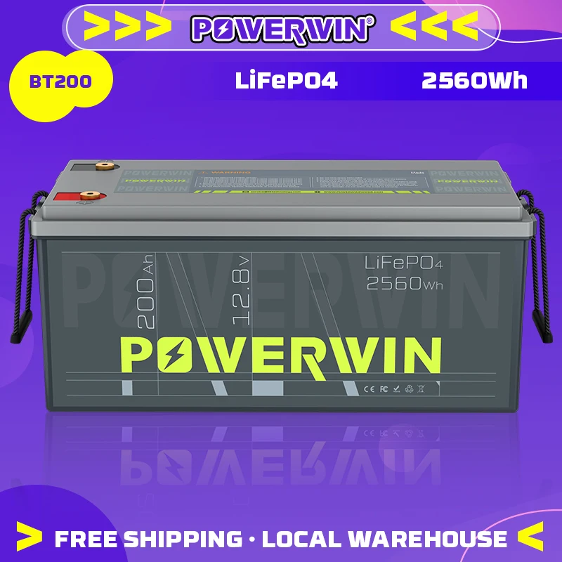 A-grade POWERWIN BT200 LiFePO₄ Battery, 12.8V 200Ah, 2560Wh, high-energy off-grid solution
A-grade POWERWIN BT200 LiFePO₄ Battery, 12.8V 200Ah, 2560Wh, high-energy off-grid solution
