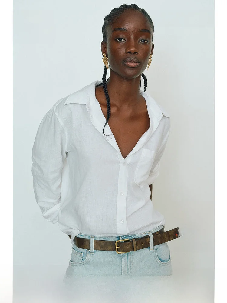H&M Women's Shirt Summer Commute Collar Loose Feel Linen Blend Long Sleeve Linen Shirt Casual Style Straight Cut Regular Length
H&M Women's Shirt Summer Commute Collar Loose Feel Linen Blend Long Sleeve Linen Shirt Casual Style Straight Cut Regular Length
