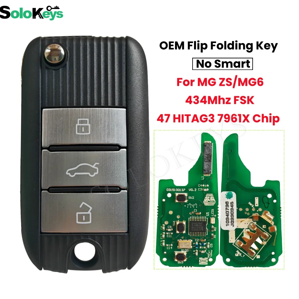 SOLOKEYS OEM складной дистанционный ключ для MG ZS/MG6 No Smart 433 МГц FSK 3 кнопки 47 HITAG3 7961X чип с лезвием с логотипом
SOLOKEYS OEM складной дистанционный ключ для MG ZS/MG6 No Smart 433 МГц FSK 3 кнопки 47 HITAG3 7961X чип с лезвием с логотипом