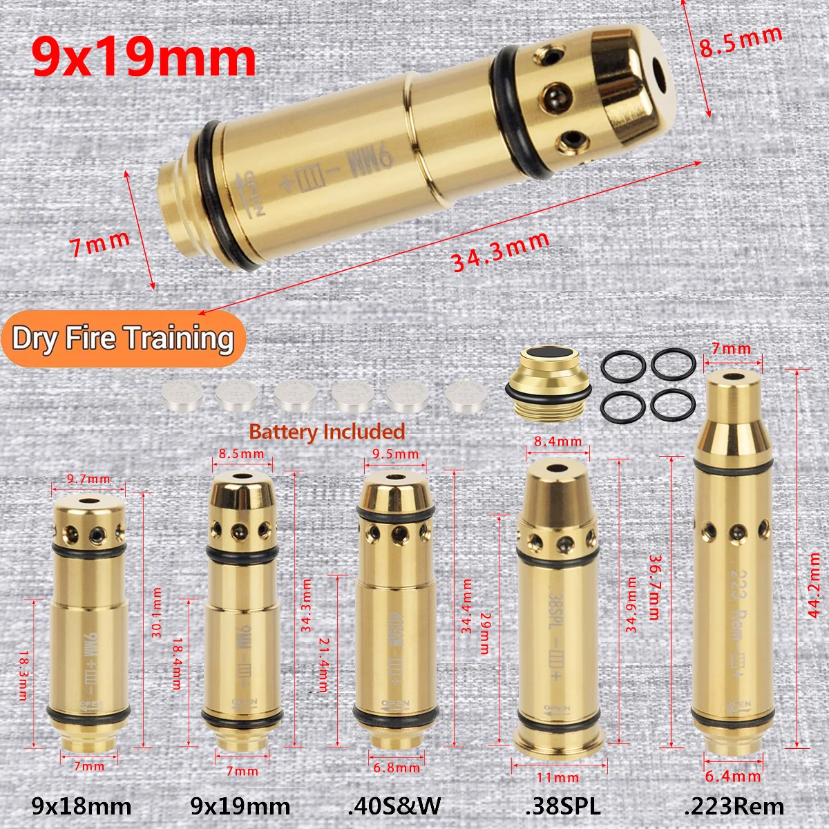 Tactical 9mm Dry Fire Training Red Dot Laser Bore Sight 9x19mm/380ACP/40S&W/223Rem Laser Training Bullet Laser Trainer Cartridge
Tactical 9mm Dry Fire Training Red Dot Laser Bore Sight 9x19mm/380ACP/40S&W/223Rem Laser Training Bullet Laser Trainer Cartridge