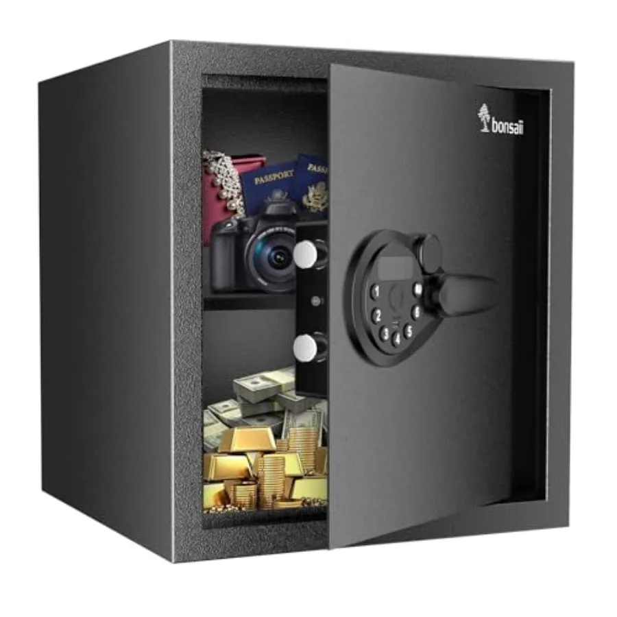 Security Safe Box for office and home use, steel construction, black color, digital keypad lock with removable shelf for docume
Security Safe Box for office and home use, steel construction, black color, digital keypad lock with removable shelf for docume