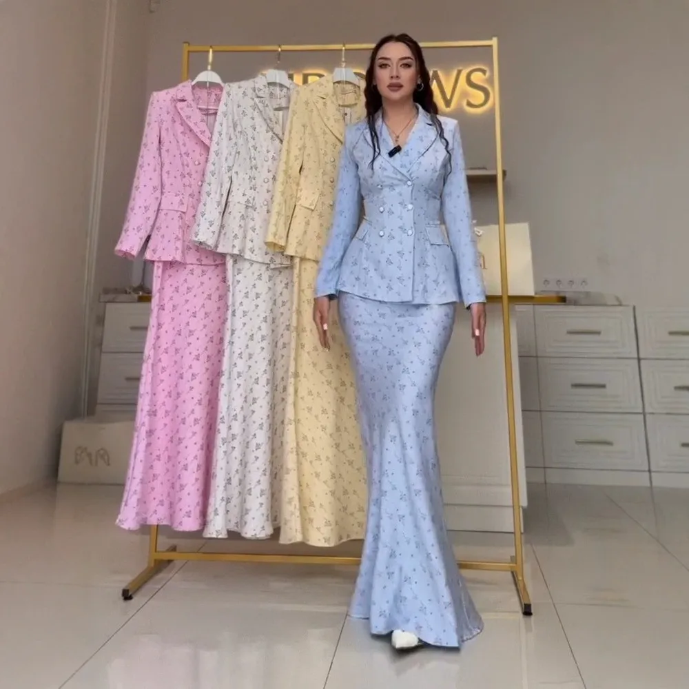 Women Blazer Suit Set Floral Print Notch Lapel Button Down Blazer Jacket & Pencil Skirt Matching Set Spring Summer
Women Blazer Suit Set Floral Print Notch Lapel Button Down Blazer Jacket & Pencil Skirt Matching Set Spring Summer