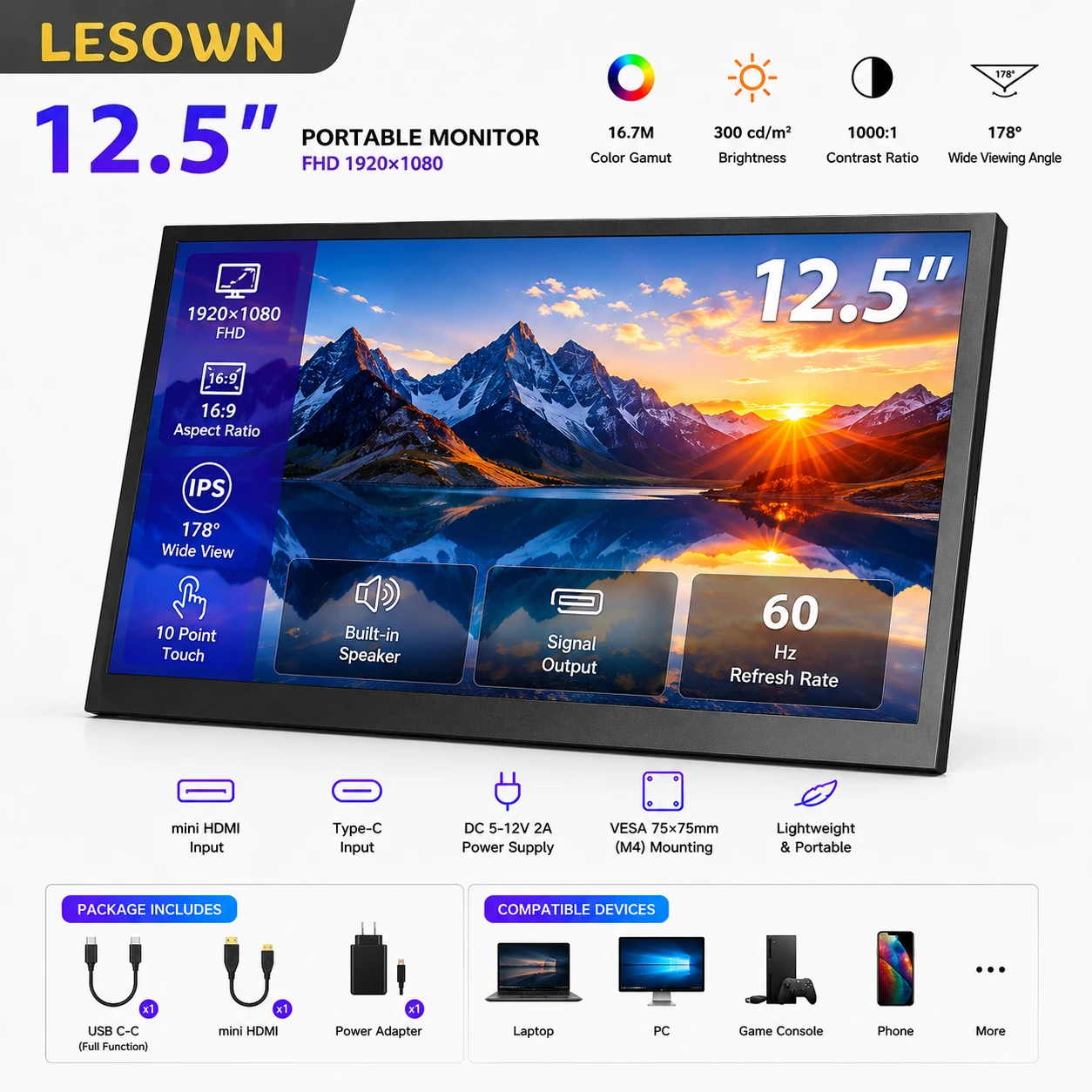 LESOWN Portable SBC Developer Screen 12.5 Inch 1080P miniHDTV Mini Monitor for Raspberry Pi 5 4 Orange Pi Jetson Linux Mainboard
LESOWN Portable SBC Developer Screen 12.5 Inch 1080P miniHDTV Mini Monitor for Raspberry Pi 5 4 Orange Pi Jetson Linux Mainboard
