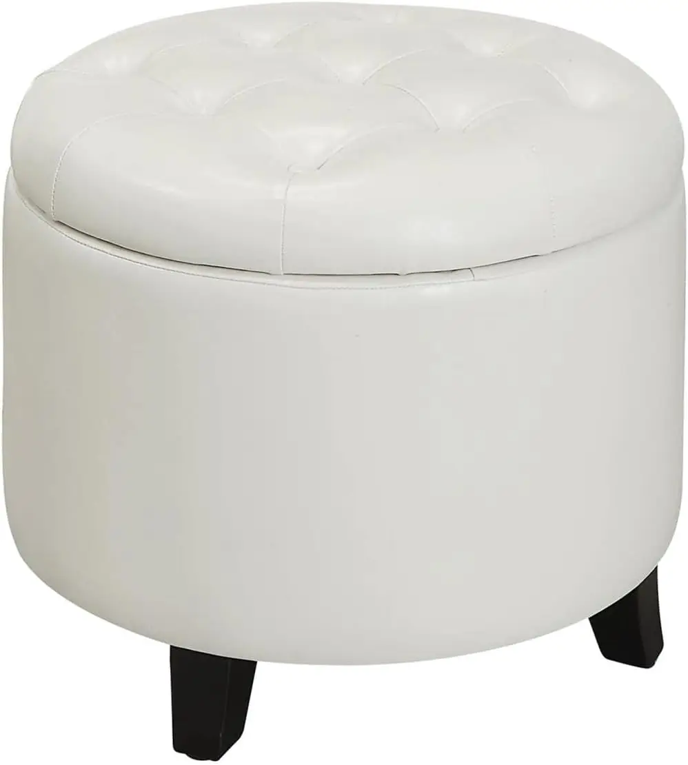Designs4Comfort Round Storage Ottoman 19.75" - Versatile Contemporary Foot Stool for Living Room, Office, Ivory Faux Leather
Designs4Comfort Round Storage Ottoman 19.75" - Versatile Contemporary Foot Stool for Living Room, Office, Ivory Faux Leather