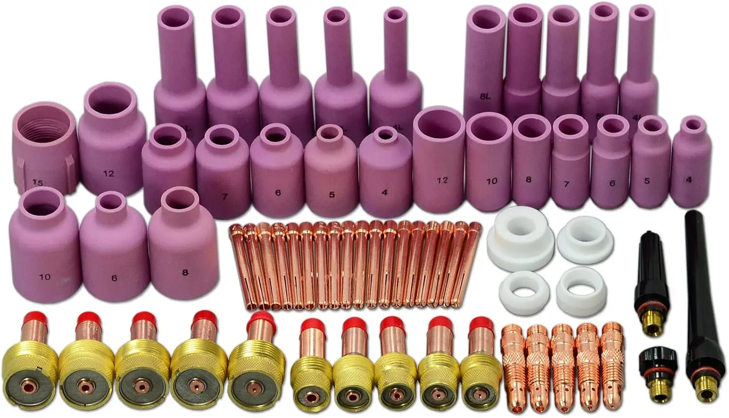 TIG Welding Torch Accessory Kit 67pcs with Alumina Nozzle Ceramic Cup Gas Lens Collet Body for QQ300 DB PTA SR WP 17 18 26
TIG Welding Torch Accessory Kit 67pcs with Alumina Nozzle Ceramic Cup Gas Lens Collet Body for QQ300 DB PTA SR WP 17 18 26