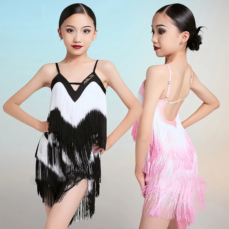 Latin Dance Dress For Childrens Girl's Gradient Tassels Dress Dancing Performance Clothing Tango Samba Practice Dresses VBH1553 
Latin Dance Dress For Childrens Girl's Gradient Tassels Dress Dancing Performance Clothing Tango Samba Practice Dresses VBH1553