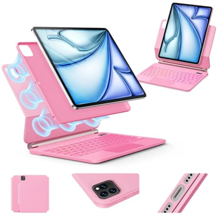 Keyboard Case for iPad Air 13 inch M4/2026/M3 2025/M2 2024 and iPad Pro 12.9 inch (3rd6th Gen): magnetic stand 7-color backlit
Keyboard Case for iPad Air 13 inch M4/2026/M3 2025/M2 2024 and iPad Pro 12.9 inch (3rd6th Gen): magnetic stand 7-color backlit