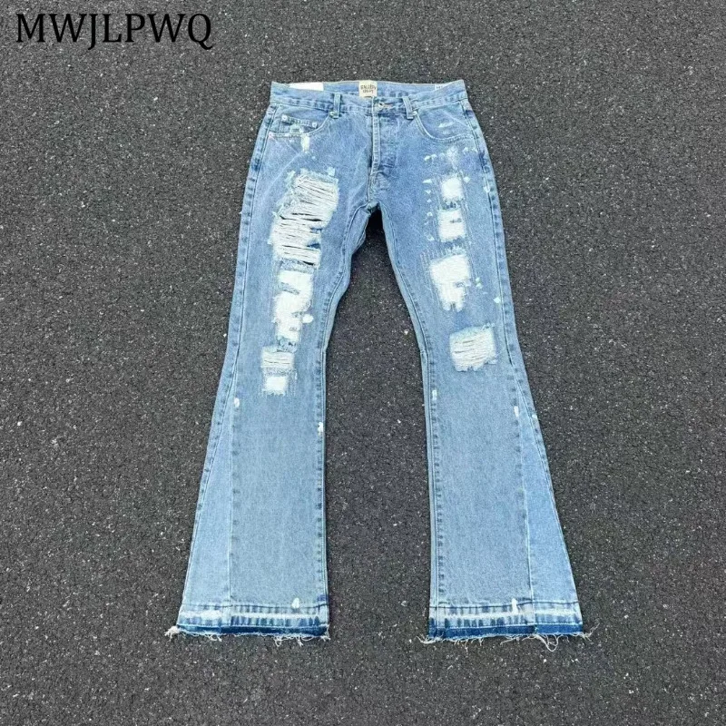 MWJLPWQ High Distressed Patchwork Niched Design Flared Jeans Male High Street Ripped Holes Frayed Edges Casual Trousers 11026
MWJLPWQ High Distressed Patchwork Niched Design Flared Jeans Male High Street Ripped Holes Frayed Edges Casual Trousers 11026