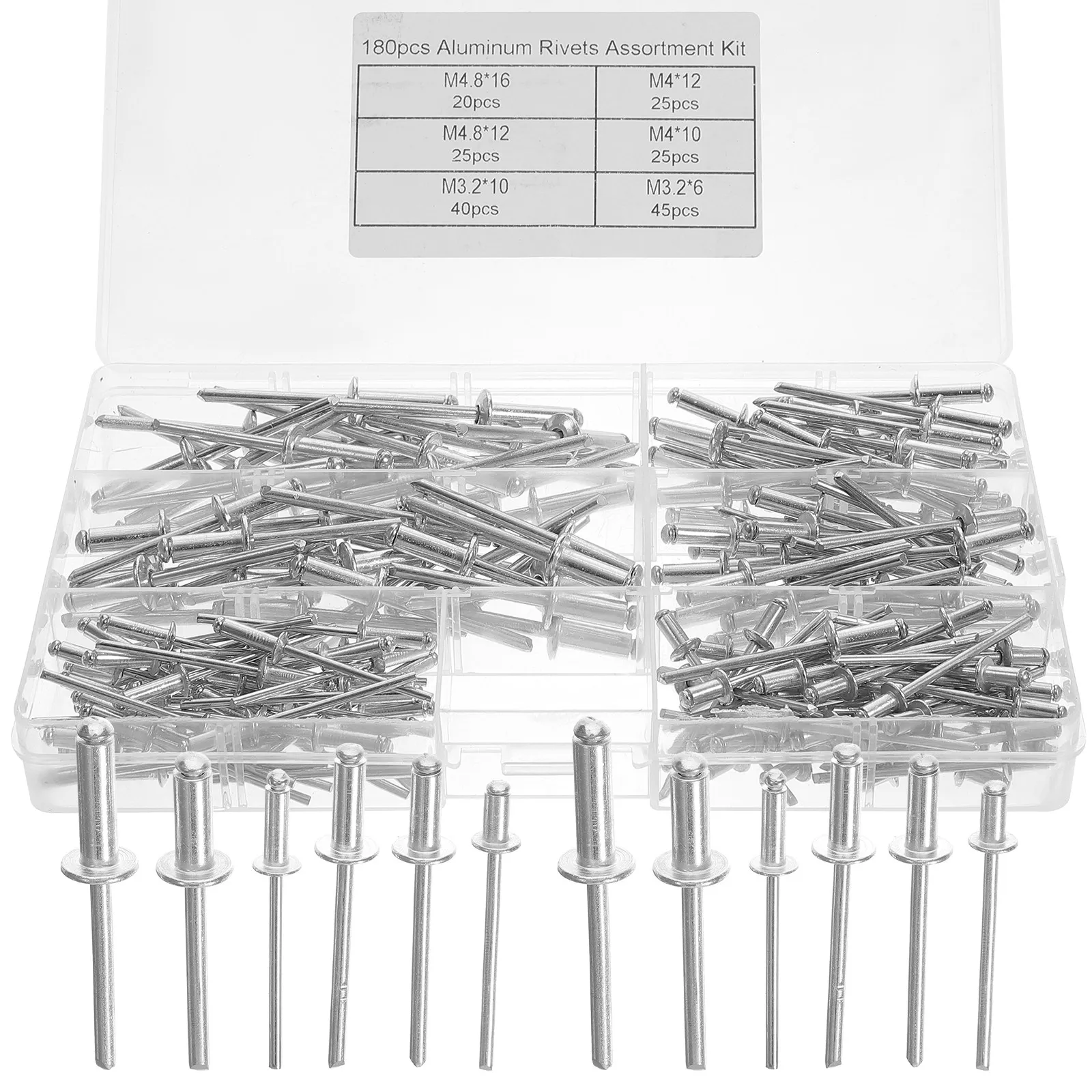 1 Box Aluminum Rivets Assortment Polished Lightweight Pop Blind Rivets Kit for Metal Sheet Fabrication and Camping
1 Box Aluminum Rivets Assortment Polished Lightweight Pop Blind Rivets Kit for Metal Sheet Fabrication and Camping