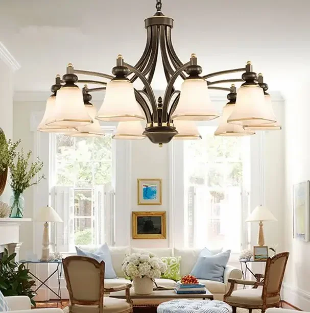 American chandelier living room lamp wrought iron bedroom restaurant Nordic lighting simple country light LED chandelier
American chandelier living room lamp wrought iron bedroom restaurant Nordic lighting simple country light LED chandelier
