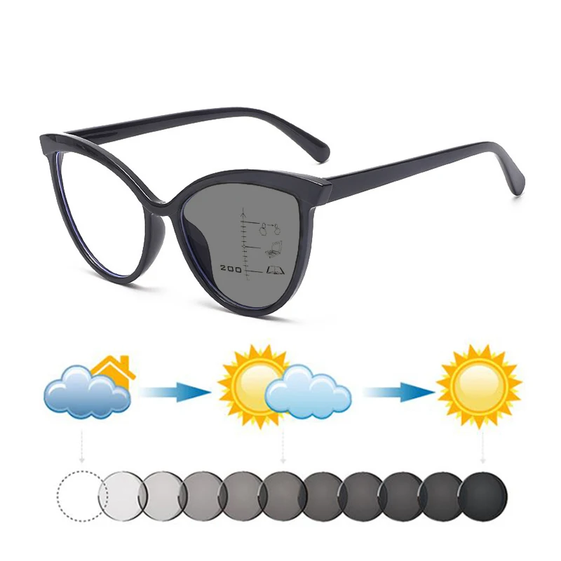 Fashion Owl Eyebrow Women Photochromic Progressive Multifocals Reading Sunglasses Look Near Far Hyperopia Sunnies Dark Glasses
Fashion Owl Eyebrow Women Photochromic Progressive Multifocals Reading Sunglasses Look Near Far Hyperopia Sunnies Dark Glasses