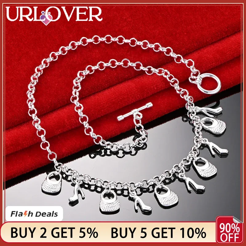 URLOVER 925 Sterling Silver Elegant High Heels/Bag Pendant Chain Necklace For Women's Birthday Party Wedding Fashion Jewelry
URLOVER 925 Sterling Silver Elegant High Heels/Bag Pendant Chain Necklace For Women's Birthday Party Wedding Fashion Jewelry