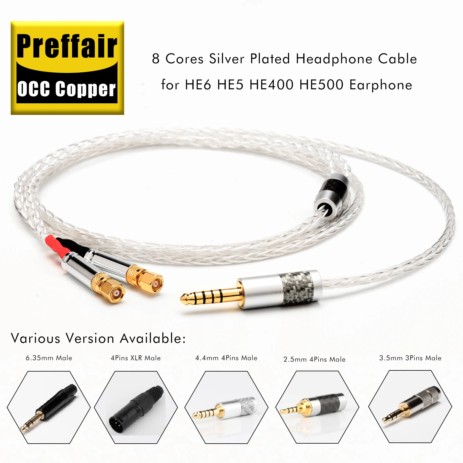 Preffair Hifi 8 Strand OCC Silver Plated Audio Headphone Cable Adapter Cable Upgraded Cable Pure Sound for Ipad/Laptop/Phone
Preffair Hifi 8 Strand OCC Silver Plated Audio Headphone Cable Adapter Cable Upgraded Cable Pure Sound for Ipad/Laptop/Phone