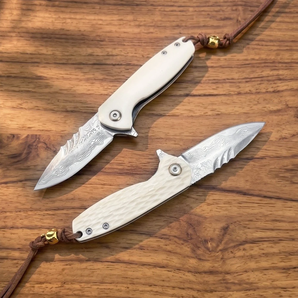 Damascus Blade Folding Pocket Knife Cow Bone Handle Portable EDC Utility Knife for Fishing Survival Collection
Damascus Blade Folding Pocket Knife Cow Bone Handle Portable EDC Utility Knife for Fishing Survival Collection